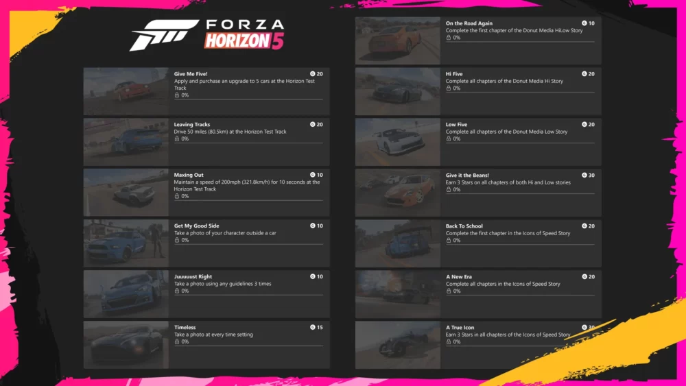 Unlock 12 new achievements coming to Forza Horizon 5 on October 10!
